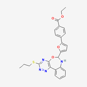 Ethyl 4-{5-[3-(propylsulfanyl)-6,7-dihydro[1,2,4]triazino[5,6-D][3,1]benzoxazepin-6-YL]-2-furyl}benzoate