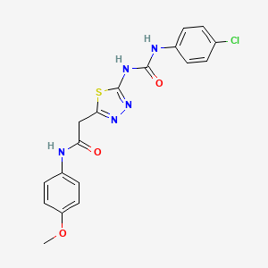 molecular formula C18H16ClN5O3S B3925199 2-[5-[(4-chlorophenyl)carbamoylamino]-1,3,4-thiadiazol-2-yl]-N-(4-methoxyphenyl)acetamide 