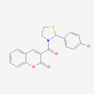 molecular formula C19H14BrNO3S B392520 3-{[2-(4-溴苯基)-1,3-噻唑烷-3-基]羰基}-2H-色烯-2-酮 CAS No. 313266-89-6