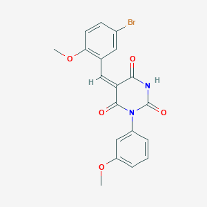 molecular formula C19H15BrN2O5 B392526 5-(5-bromo-2-methoxybenzylidene)-1-(3-methoxyphenyl)-2,4,6(1H,3H,5H)-pyrimidinetrione 