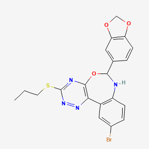 molecular formula C20H17BrN4O3S B3925274 6-(1,3-Benzodioxol-5-YL)-10-bromo-3-(propylsulfanyl)-6,7-dihydro[1,2,4]triazino[5,6-D][3,1]benzoxazepine 