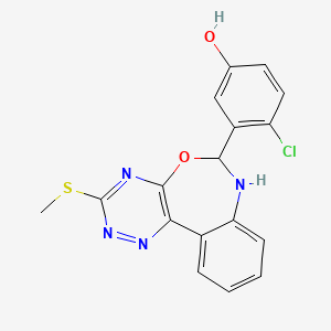 molecular formula C17H13ClN4O2S B3925293 4-Chloro-3-[3-(methylsulfanyl)-6,7-dihydro[1,2,4]triazino[5,6-D][3,1]benzoxazepin-6-YL]phenol 