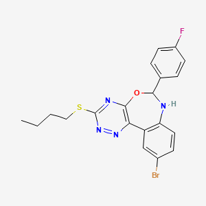 molecular formula C20H18BrFN4OS B3925295 10-bromo-3-(butylthio)-6-(4-fluorophenyl)-6,7-dihydro[1,2,4]triazino[5,6-d][3,1]benzoxazepine 