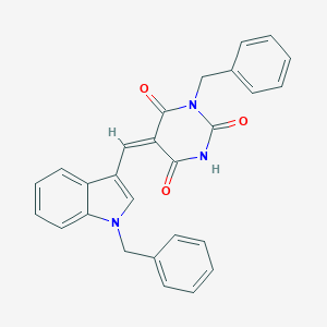 molecular formula C27H21N3O3 B392531 1-Benzyl-5-{[1-benzylindol-3-yl]methylene}-1,3-dihydropyrimidine-2,4,6-trione 