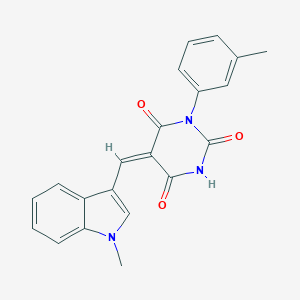 molecular formula C21H17N3O3 B392534 5-[(1-methyl-1H-indol-3-yl)methylene]-1-(3-methylphenyl)-2,4,6(1H,3H,5H)-pyrimidinetrione 