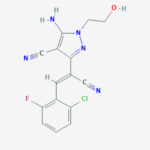 5-amino-3-[(Z)-2-(2-chloro-6-fluorophenyl)-1-cyanovinyl]-1-(2-hydroxyethyl)-1H-pyrazole-4-carbonitrile