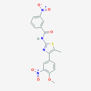 molecular formula C18H14N4O6S B392550 N-[4-(4-methoxy-3-nitrophenyl)-5-methyl-1,3-thiazol-2-yl]-3-nitrobenzamide 
