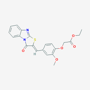 molecular formula C21H18N2O5S B392557 ethyl {2-methoxy-4-[(3-oxo[1,3]thiazolo[3,2-a]benzimidazol-2(3H)-ylidene)methyl]phenoxy}acetate 