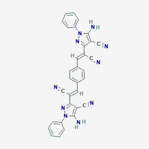 molecular formula C32H20N10 B392565 5-amino-3-(2-{4-[2-(5-amino-4-cyano-1-phenyl-1H-pyrazol-3-yl)-2-cyanovinyl]phenyl}-1-cyanovinyl)-1-phenyl-1H-pyrazole-4-carbonitrile 