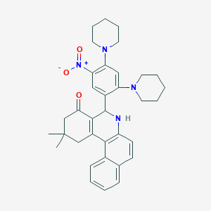 molecular formula C35H40N4O3 B392568 2,2-dimethyl-5-(5-nitro-2,4-dipiperidinophenyl)-2,3,5,6-tetrahydrobenzo[a]phenanthridin-4(1H)-one 