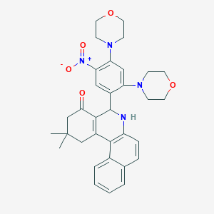 molecular formula C33H36N4O5 B392569 5-(2,4-dimorpholino-5-nitrophenyl)-2,2-dimethyl-2,3,5,6-tetrahydrobenzo[a]phenanthridin-4(1H)-one 