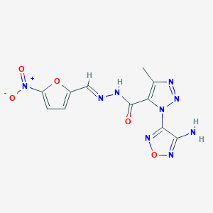 molecular formula C11H9N9O5 B392572 1-(4-amino-1,2,5-oxadiazol-3-yl)-4-methyl-N'-[(E)-(5-nitrofuran-2-yl)methylidene]-1H-1,2,3-triazole-5-carbohydrazide 