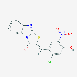 molecular formula C16H8ClN3O4S B392573 2-{2-chloro-4-hydroxy-5-nitrobenzylidene}[1,3]thiazolo[3,2-a]benzimidazol-3(2H)-one 