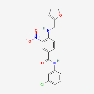 molecular formula C18H14ClN3O4 B3925764 N-(3-chlorophenyl)-4-(furan-2-ylmethylamino)-3-nitrobenzamide 