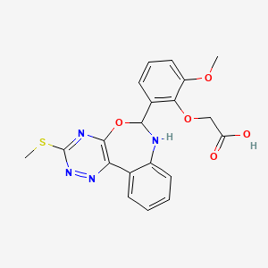 molecular formula C20H18N4O5S B3925772 2-{2-Methoxy-6-[3-(methylsulfanyl)-6,7-dihydro[1,2,4]triazino[5,6-D][3,1]benzoxazepin-6-YL]phenoxy}acetic acid 