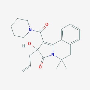 molecular formula C23H28N2O3 B392587 2-hydroxy-5,5-dimethyl-1-(piperidine-1-carbonyl)-2-prop-2-enyl-6H-pyrrolo[2,1-a]isoquinolin-3-one CAS No. 220598-46-9