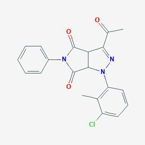 molecular formula C20H16ClN3O3 B392589 3-acetyl-1-(3-chloro-2-methylphenyl)-5-phenyl-3a,6a-dihydropyrrolo[3,4-c]pyrazole-4,6(1H,5H)-dione 