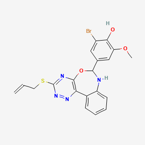 molecular formula C20H17BrN4O3S B3925968 4-[3-(Allylsulfanyl)-6,7-dihydro[1,2,4]triazino[5,6-D][3,1]benzoxazepin-6-YL]-2-bromo-6-methoxyphenol 