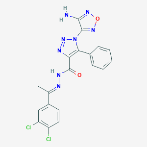molecular formula C19H14Cl2N8O2 B392598 1-(4-amino-1,2,5-oxadiazol-3-yl)-N'-[1-(3,4-dichlorophenyl)ethylidene]-5-phenyl-1H-1,2,3-triazole-4-carbohydrazide 
