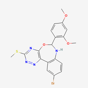 molecular formula C19H17BrN4O3S B3926010 10-Bromo-6-(2,4-dimethoxyphenyl)-3-(methylsulfanyl)-6,7-dihydro[1,2,4]triazino[5,6-d][3,1]benzoxazepine 