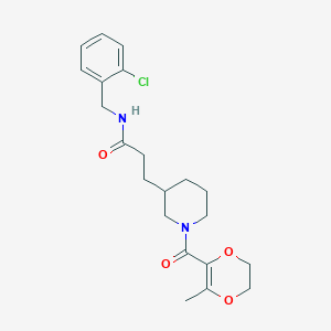 molecular formula C21H27ClN2O4 B3926031 N-[(2-chlorophenyl)methyl]-3-[1-(6-methyl-2,3-dihydro-1,4-dioxine-5-carbonyl)piperidin-3-yl]propanamide 