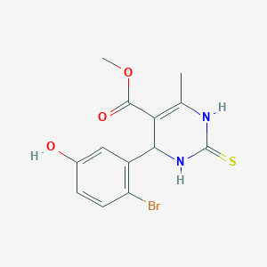 molecular formula C13H13BrN2O3S B3926056 methyl 4-(2-bromo-5-hydroxyphenyl)-6-methyl-2-sulfanylidene-3,4-dihydro-1H-pyrimidine-5-carboxylate 