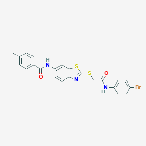 N-(2-{[2-(4-bromoanilino)-2-oxoethyl]sulfanyl}-1,3-benzothiazol-6-yl)-4-methylbenzamide