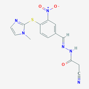 molecular formula C14H12N6O3S B392618 2-Cyano-N'-(3-nitro-4-((1-methyl-1H-imidazol-2-yl)thio)benzylidene)acetohydrazide 