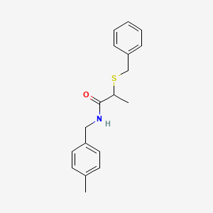 molecular formula C18H21NOS B3926227 2-(benzylsulfanyl)-N-(4-methylbenzyl)propanamide 