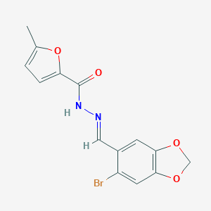 molecular formula C14H11BrN2O4 B392660 N'-[(6-bromo-1,3-benzodioxol-5-yl)methylene]-5-methyl-2-furohydrazide 