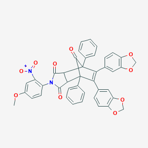 molecular formula C42H28N2O10 B392662 5,6-bis(1,3-benzodioxol-5-yl)-2-(4-methoxy-2-nitrophenyl)-4,7-diphenyl-3a,4,7,7a-tetrahydro-1H-4,7-methanoisoindole-1,3,8(2H)-trione 