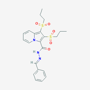 molecular formula C22H25N3O5S2 B392663 N'-benzylidene-1,2-bis(propylsulfonyl)-3-indolizinecarbohydrazide 