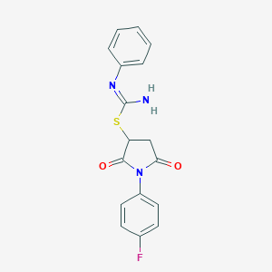 molecular formula C17H14FN3O2S B392669 1-(4-fluorophenyl)-2,5-dioxopyrrolidin-3-yl N'-phenylcarbamimidothioate 