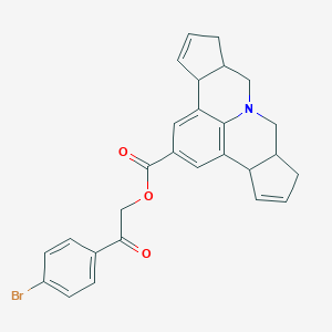 2-(4-Bromophenyl)-2-oxoethyl 3b,6,6a,7,9,9a,10,12a-octahydrocyclopenta[c]cyclopenta[4,5]pyrido[3,2,1-ij]quinoline-2-carboxylate