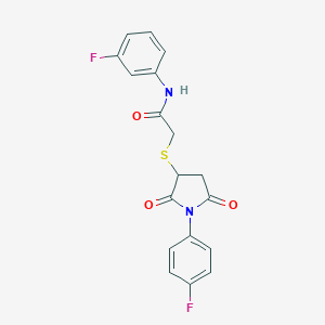 N-(3-fluorophenyl)-2-[1-(4-fluorophenyl)-2,5-dioxopyrrolidin-3-yl]sulfanylacetamide
