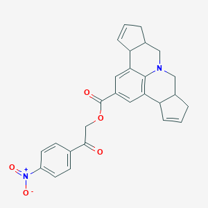 2-(4-Nitrophenyl)-2-oxoethyl 3b,6,6a,7,9,9a,10,12a-octahydrocyclopenta[c]cyclopenta[4,5]pyrido[3,2,1-ij]quinoline-2-carboxylate