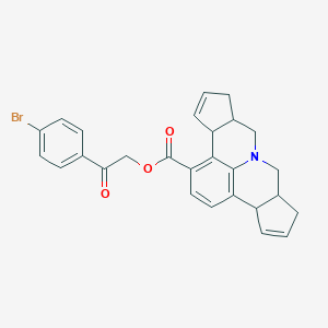 molecular formula C27H24BrNO3 B392686 2-(4-Bromophenyl)-2-oxoethyl 3b,6,6a,7,9,9a,10,12a-octahydrocyclopenta[c]cyclopenta[4,5]pyrido[3,2,1-ij]quinoline-1-carboxylate 