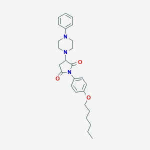 molecular formula C26H33N3O3 B392689 1-[4-(Hexyloxy)phenyl]-3-(4-phenyl-1-piperazinyl)-2,5-pyrrolidinedione CAS No. 311315-69-2