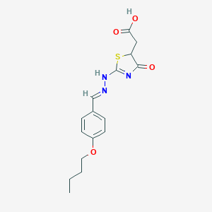 molecular formula C16H19N3O4S B392692 2-[2-[(2E)-2-[(4-butoxyphenyl)methylidene]hydrazinyl]-4-oxo-1,3-thiazol-5-yl]acetic acid 