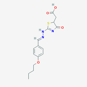 2-[2-[(2E)-2-[(4-butoxyphenyl)methylidene]hydrazinyl]-4-oxo-1,3-thiazol-5-yl]acetic acid