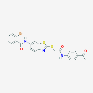 N-(2-{[2-(4-acetylanilino)-2-oxoethyl]sulfanyl}-1,3-benzothiazol-6-yl)-2-bromobenzamide