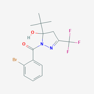 molecular formula C15H16BrF3N2O2 B392703 1-(2-bromobenzoyl)-5-tert-butyl-3-(trifluoromethyl)-4,5-dihydro-1H-pyrazol-5-ol 
