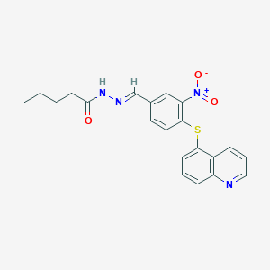 molecular formula C21H20N4O3S B392706 N'-[3-nitro-4-(5-quinolinylsulfanyl)benzylidene]pentanohydrazide 