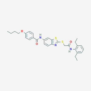 4-butoxy-N-(2-{[2-(2,6-diethylanilino)-2-oxoethyl]sulfanyl}-1,3-benzothiazol-6-yl)benzamide