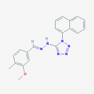 molecular formula C20H18N6O B392731 5-[(2E)-2-(3-methoxy-4-methylbenzylidene)hydrazinyl]-1-(naphthalen-1-yl)-1H-tetrazole 