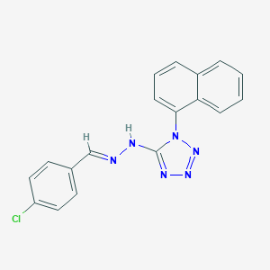 molecular formula C18H13ClN6 B392733 5-[(2E)-2-(4-chlorobenzylidene)hydrazinyl]-1-(naphthalen-1-yl)-1H-tetrazole 