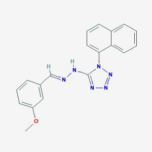 molecular formula C19H16N6O B392735 5-[(2E)-2-(3-methoxybenzylidene)hydrazinyl]-1-(naphthalen-1-yl)-1H-tetrazole 