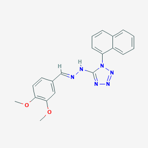 molecular formula C20H18N6O2 B392736 5-[(2E)-2-(3,4-dimethoxybenzylidene)hydrazinyl]-1-(naphthalen-1-yl)-1H-tetrazole 