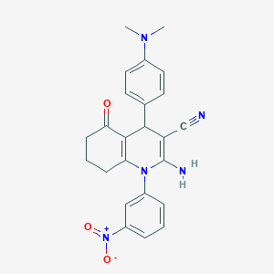 molecular formula C24H23N5O3 B392745 2-Amino-4-[4-(dimethylamino)phenyl]-1-{3-nitrophenyl}-5-oxo-1,4,5,6,7,8-hexahydro-3-quinolinecarbonitrile 