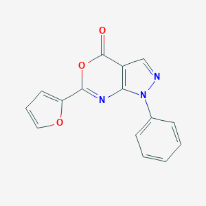 molecular formula C15H9N3O3 B392748 6-(2-Furyl)-1-phenylpyrazolo[5,4-d]1,3-oxazin-4-one 
